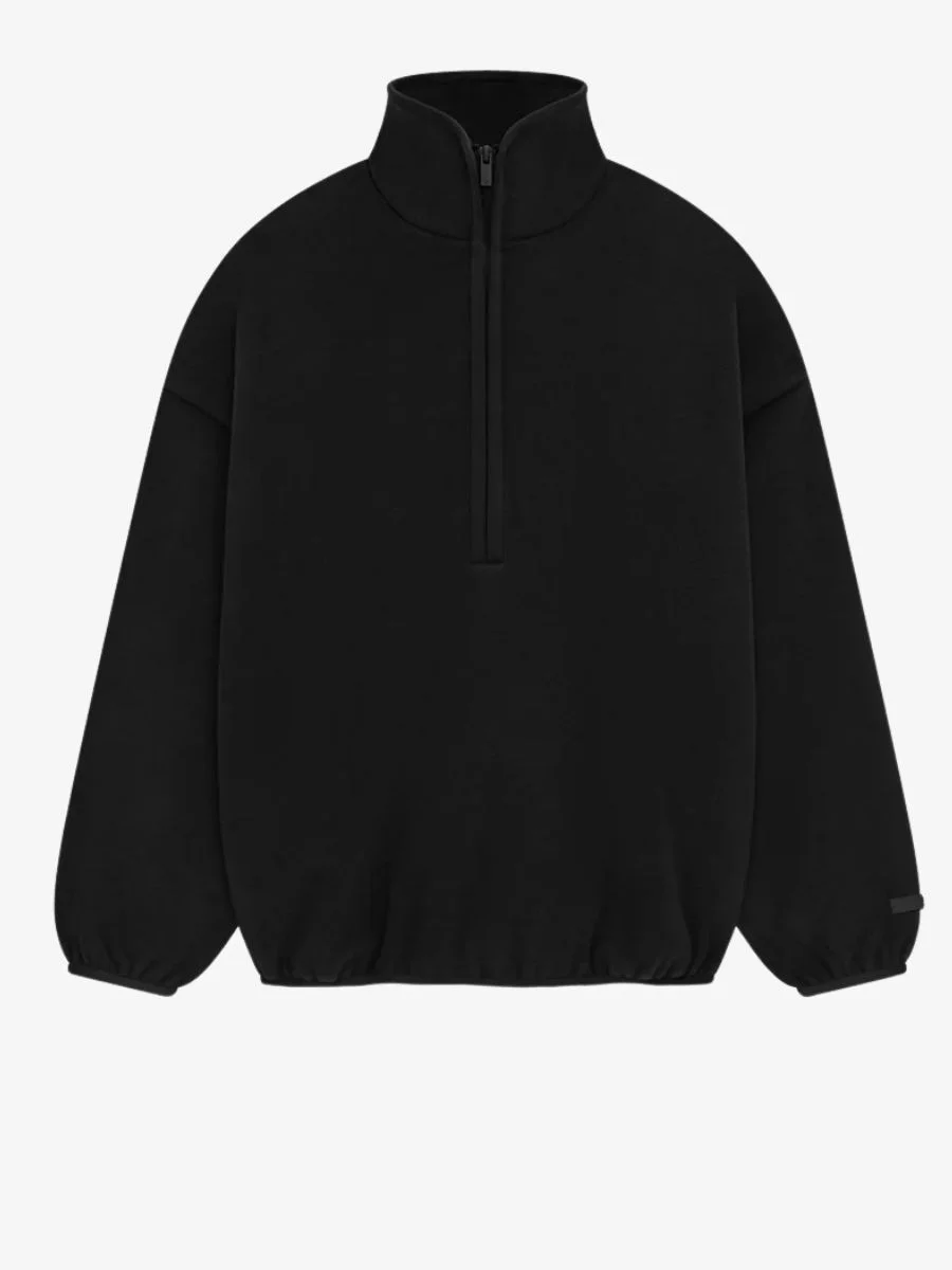 Brushed-Half-Zip-Pullover-Black Brushed Zip Half Pullover – Black